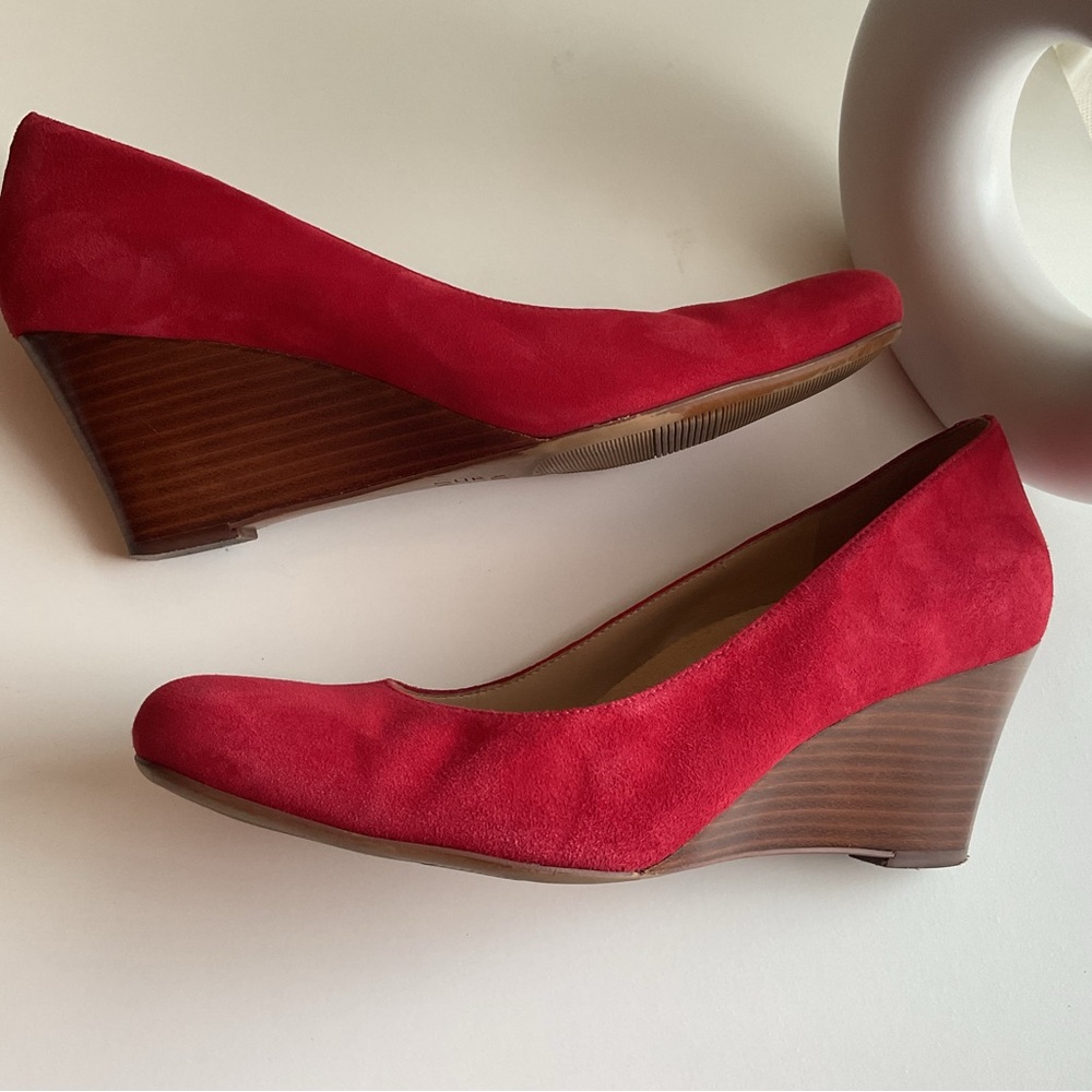 Naturalizer Red Suede Wedges